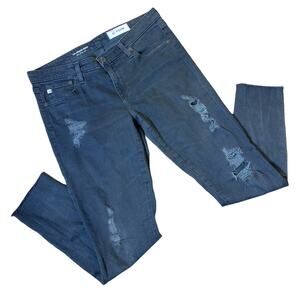 AG Adriano Goldschmied Distressed The Legging Ankle Super Skinny Gray Jean 30
